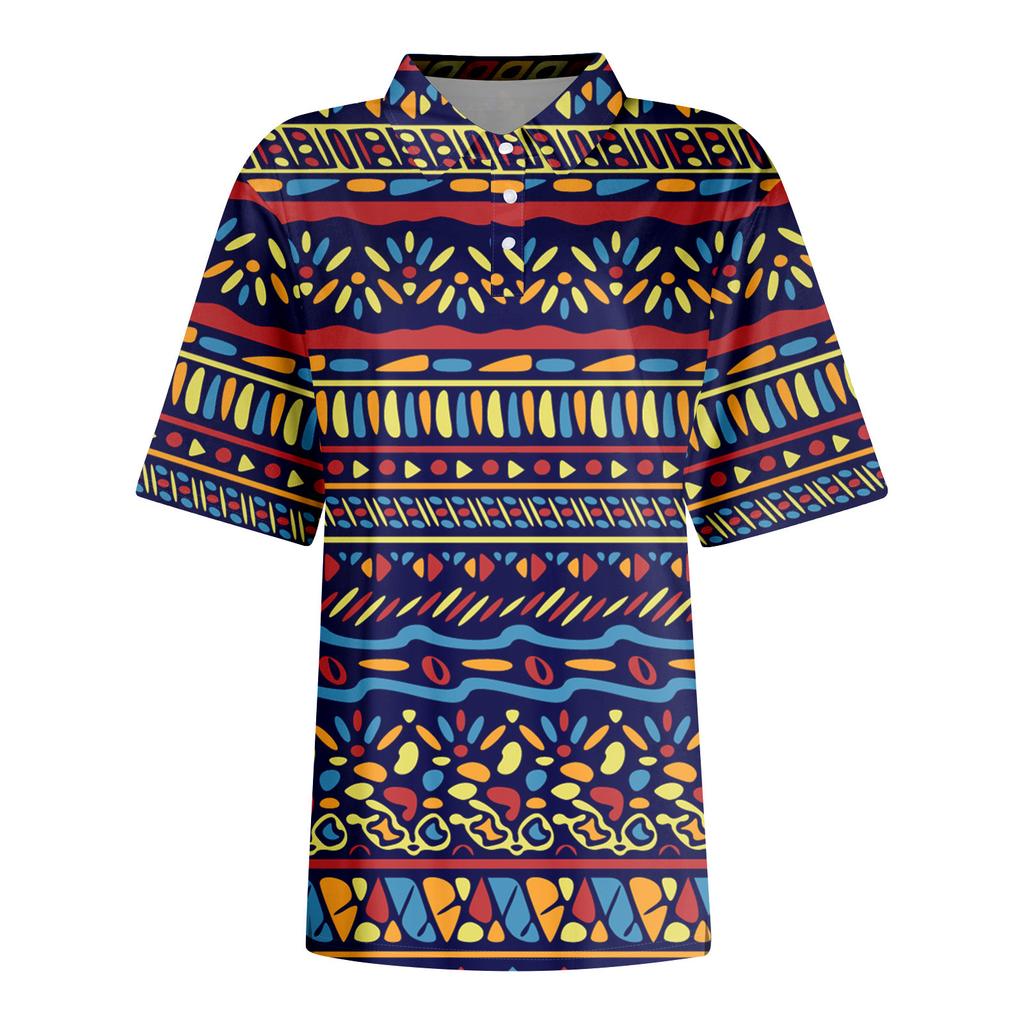 Women's Fashion Casual Button Short Sleeve Printed Lapel Top