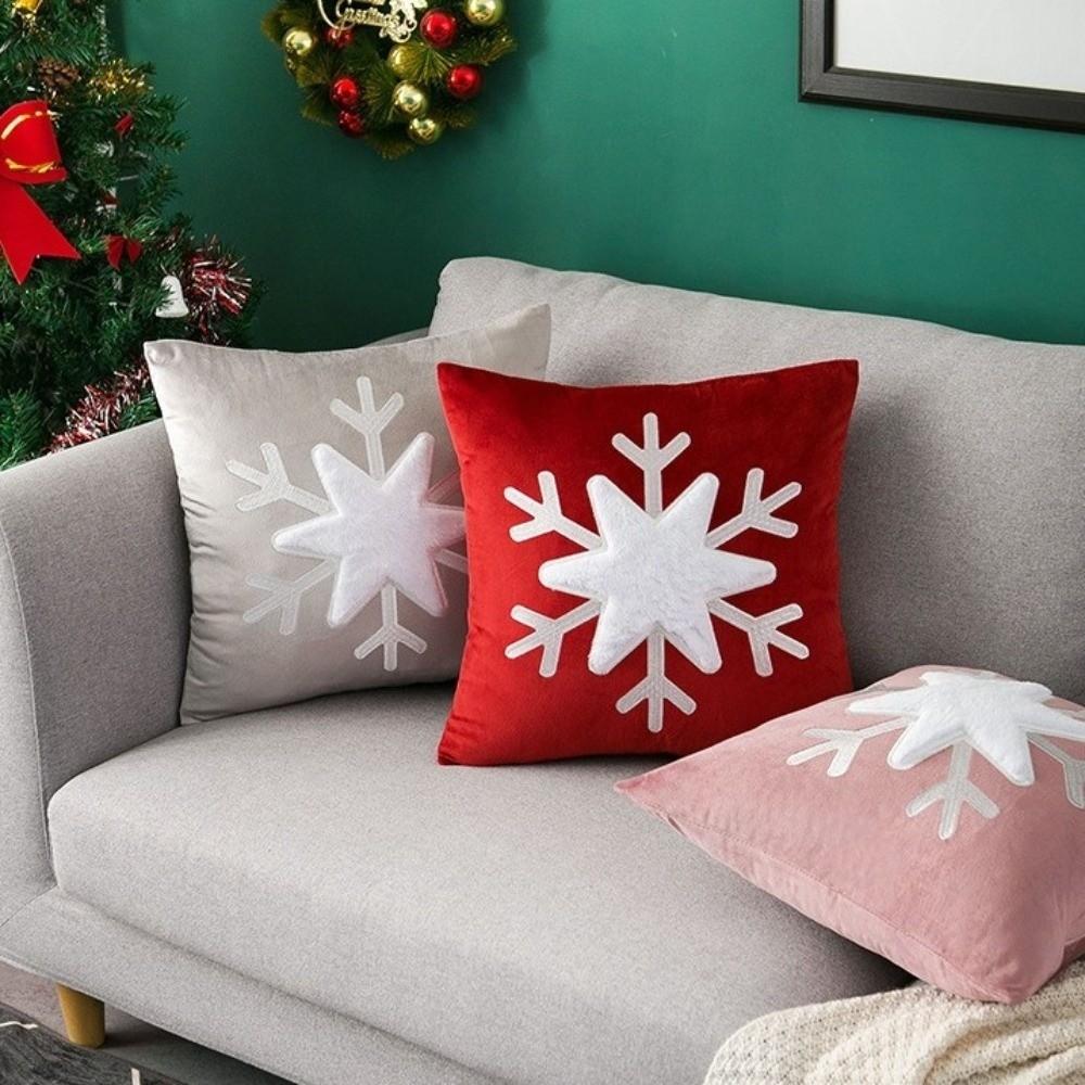 Festive Christmas Pillow Cover Unfilled Throw Pillow Cover Xmas Sofa Pillowcase Holiday Decor