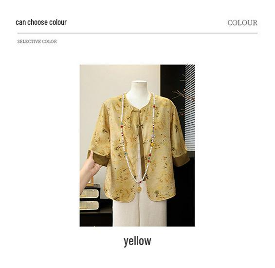 2026 Summer Chinese-Style Round Neck Shirt for Elderly Women
