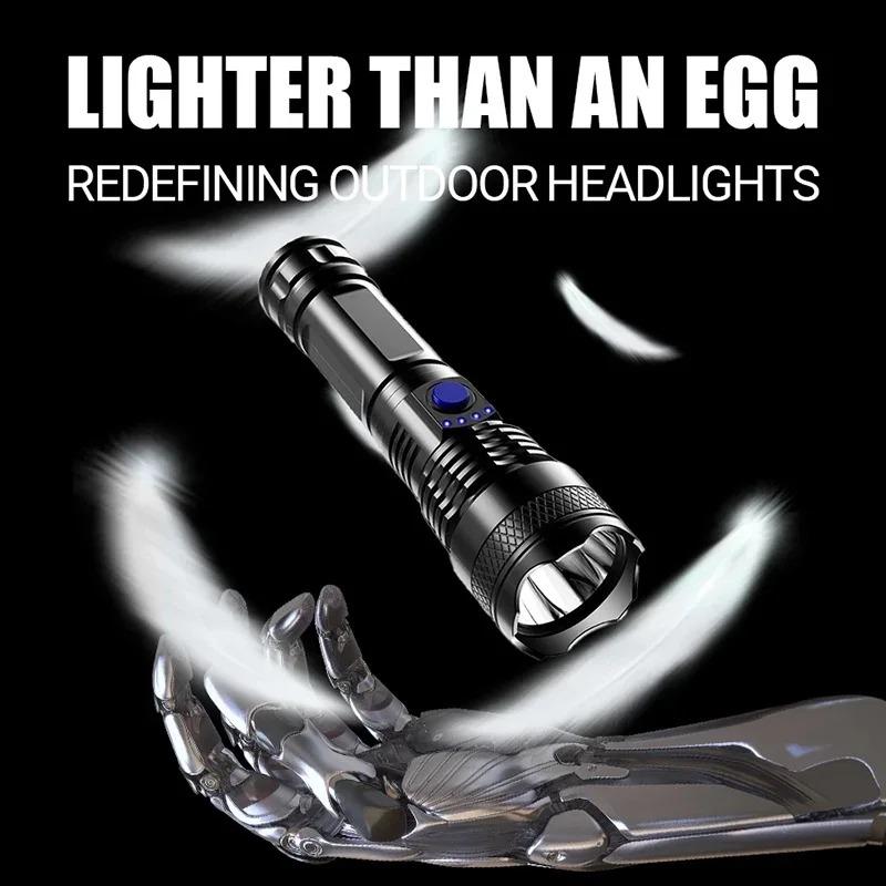 3600mAh LED Flashlight Super Bright USB Rechargeable Torch Lantern Powerful Portable Light for Camping Emergency Working Outdoor