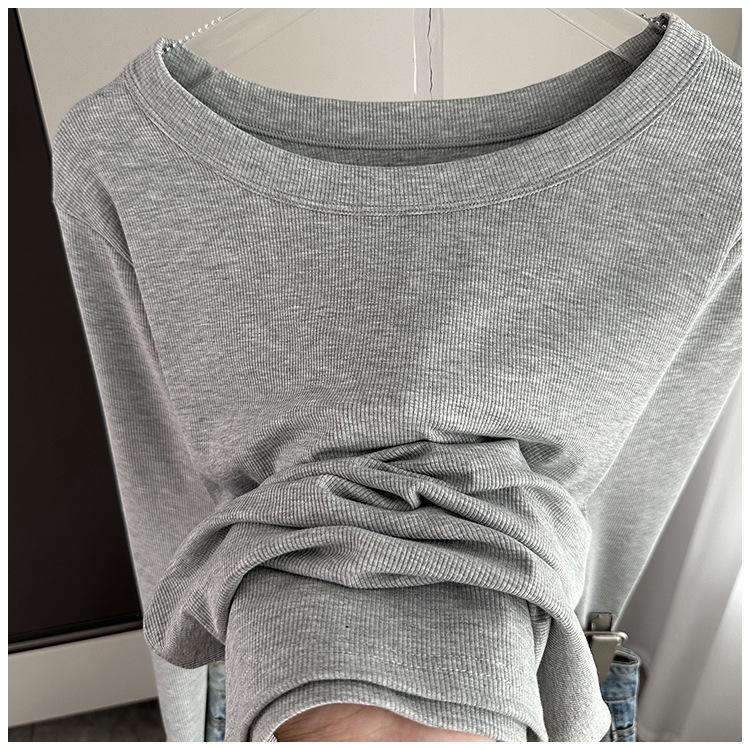 Ribbed Round Neck Long Sleeve Base Top Modal Slim Inner Wear For Winter Stretchy Slim Base Layer Soft Ribbed Fabric Good For Inner And Outer Wear Top