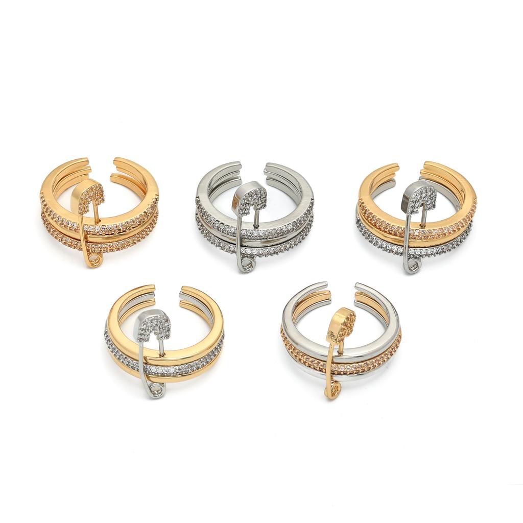 New hot-selling three-color ring, split ring, personalized micro-inlaid zircon pin ring.