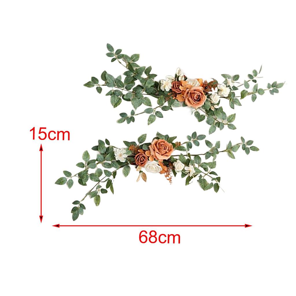 2x PEW Flowers for Chair Simulated Chair Back Flower Aisle Chair Back Floral Decors for Concerts Banquet Parties Ceremony Events