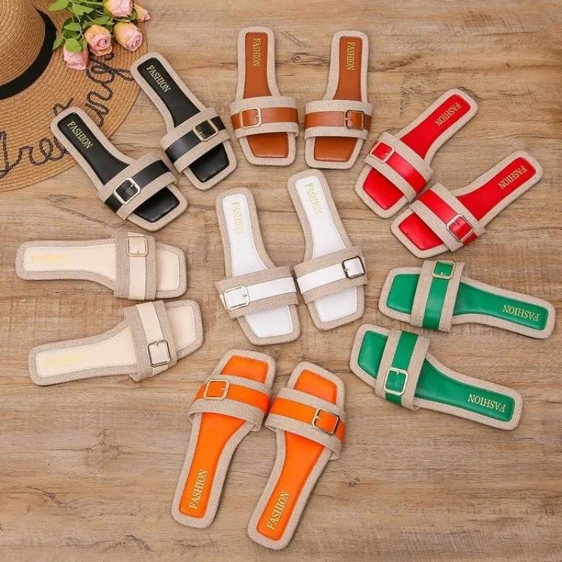 Fashion Oran Slipper Best Quality Paris Slipper for Woman Designer Summer Flat Slipper Real Leather Ladies Casual Fashion Sandal