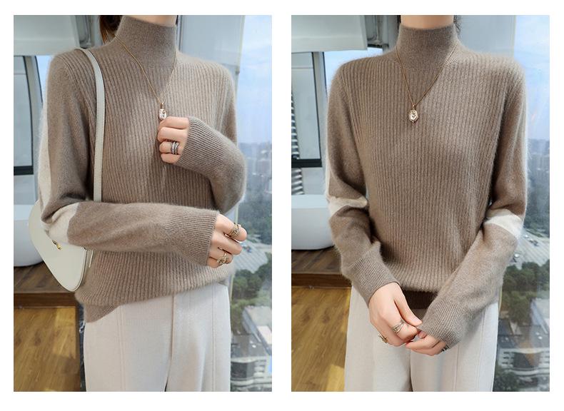 Lekasha 100% Mink Cashmere Round Neck Waffle Knit Sweater - Loose Fit, Casual Base Layer for Autumn/Winter