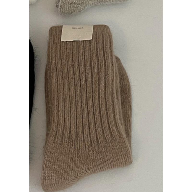

Women s Winter Warm Solid Color Thick Stripe Thickened Everything In The Tube Pile Socks 1 pair світло-коричневого кольору