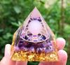 Pyramid Orgonite + Led Lamp Base 5Cm Crystal Stones Amulet 5Cm Hx08