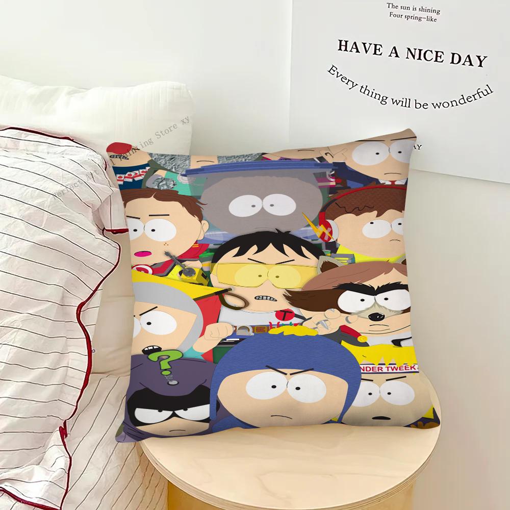 Cartoon S-South-h P-Park-k Pillow Case Square Pillow Bedroom Sofa Leisure Comfort Cushion Car Living Room Home Decoration