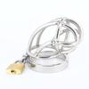 Stainless Steel Male Breathable Cage Ring Lock Chastity Cage with Padlock Belt