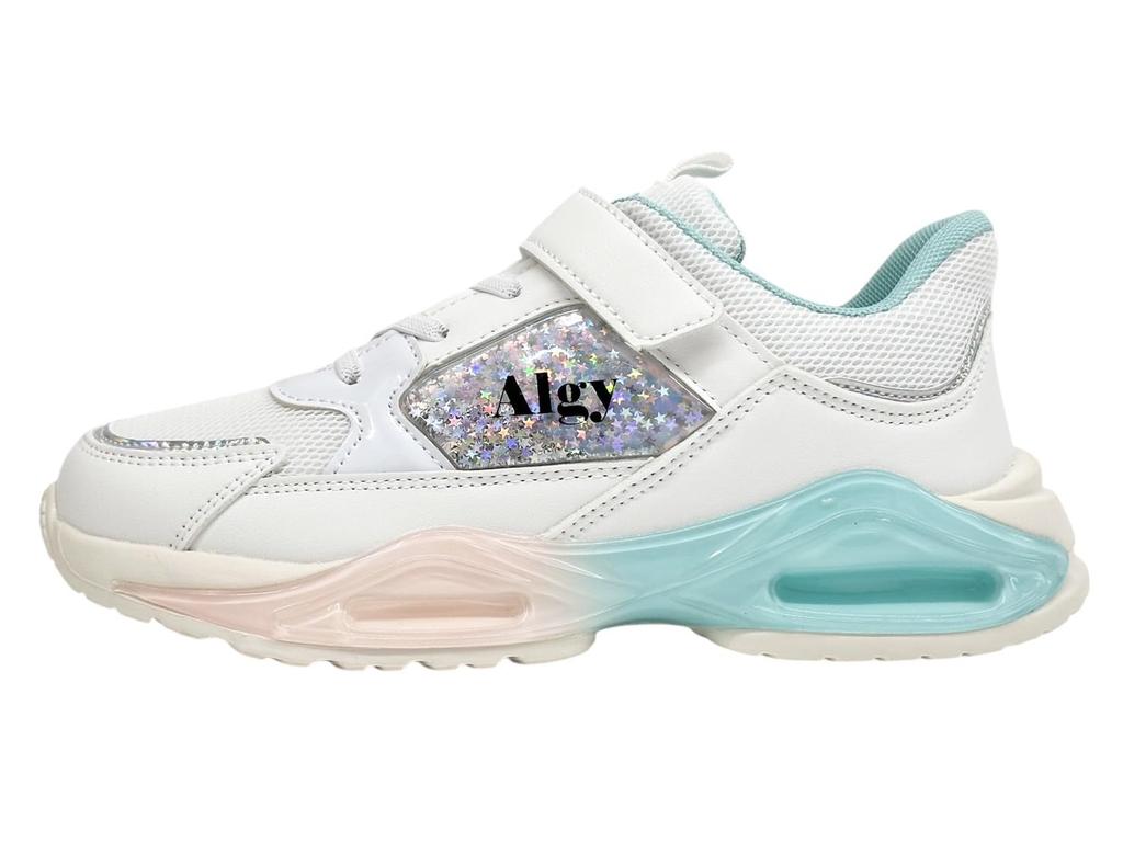 4601 Girls Athletic [Algie] Girls' Sneakers, Shoes, 20.0-24.0cm (White, 21.0cm)