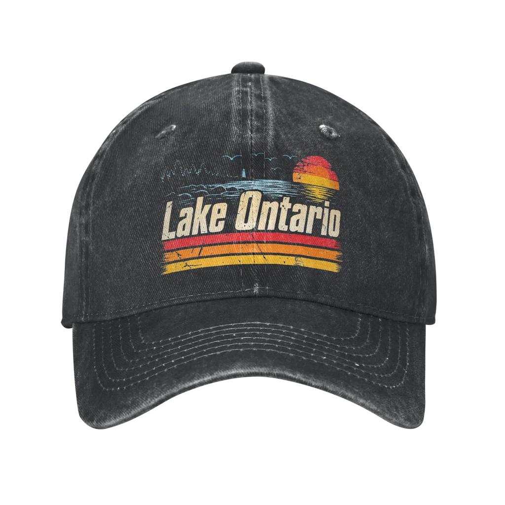 Great Lakes Still Lake Ontario Men Women Unstructured Baseball Cap Souvenir Distressed Denim Hats Workouts Adjustable Snapback