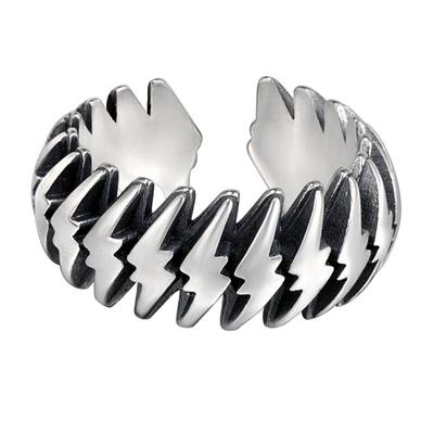 Yin Taifei Silver Lightning Ring: Unisex Hip Hop Retro Open Ring, Trendy and Versatile.
