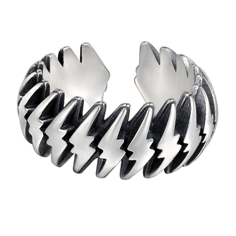 Серебряное кольцо «Серебряная молния» Инь Тайфэй: Унисекс Хип-хоп Ретро Открытое Кольцо, Модное и Универсальное. Adjustable
