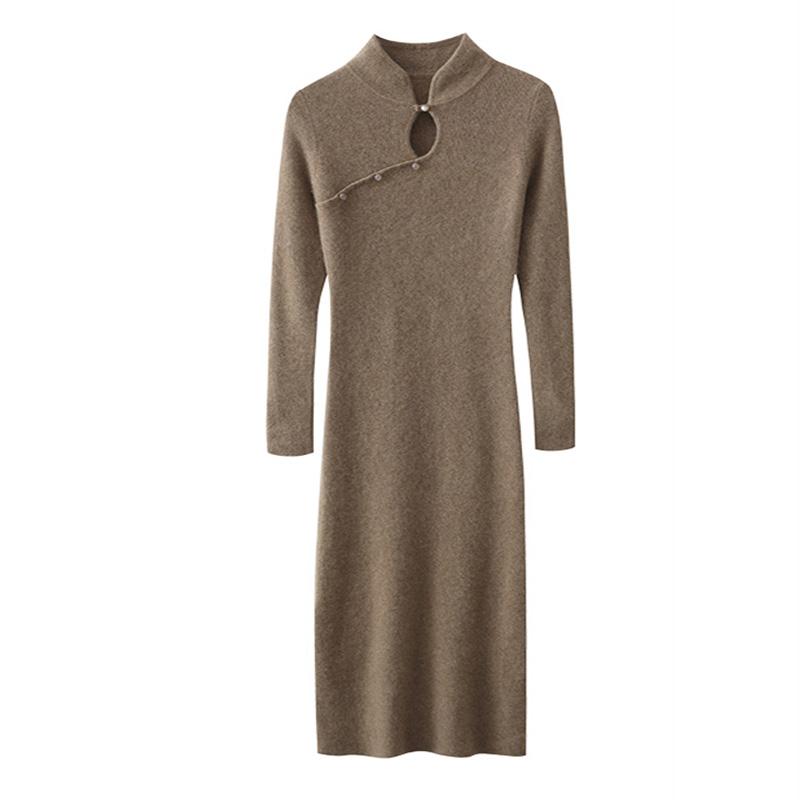 Women Sweater Dress 100% Wool MODERN NEW SAGA Knit Long Pullover Winter Jumpers Wool Long Dress Female