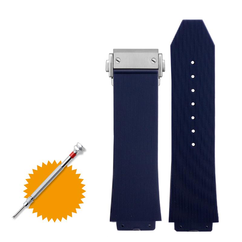 

25*19мм Резиновый ремешок для часов для HUBLOT BIG BANG Силиконовый 17x25мм Водонепроницаемый Мужской ремешок с застежкой-бабочкой Инструмент Ремешок для часов Браслет 25mm-19mm