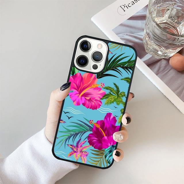 Tropical Paradise Hawaiian Flower Phone Case For iPhone 17 Air 15 16 Cover 14 13 11 12 Pro Max Max Plus Back Cover