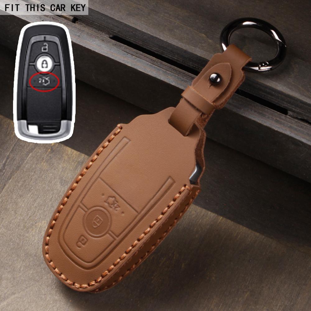 Fit for Ford Mustang Edge Explorer Focus F150 F250 F350 F550 Escape for Lincoln Mondeo 4 5 Buttons Leather Car Key Case