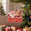 Yousheng Christmas Ornament Snowman Santa Claus Deer Design Car Rear View Pendant 2D Acrylic Hanging Decoration Xmas Party Accessory