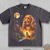 Vintage English Cocker Spaniel Howling To the Moon. Funny Dog Lover Gift. Cosmic Forest Night. 90s Washed Comfort Colors® Graphic T-Shirt