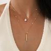 Double Layer Long Tassel Necklace Fashion Women Simple Water Drop Shape Rhinestone Long Tassel Pendant Necklaces Sexy Charm Party Jewelry