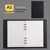 Minimalist Black A5 PU Leather Loose-Leaf Notebook with Black Card Paper Inner Pages