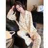Pure Cotton Pajamas Women's Spring and Autumn New Korean Version of Lace Floral Loungewear 1011 Summer Long-sleeved Thin Loungewear