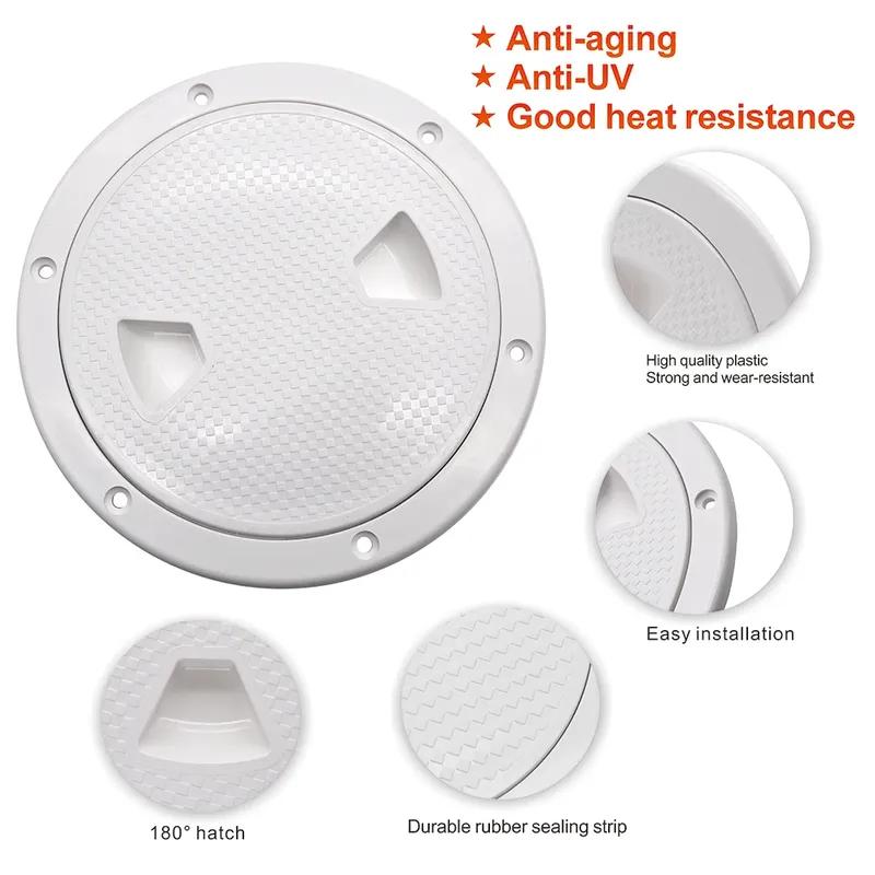 ABS Runde Deck Inspektionszugangsluke Abdeckung Kunststoff Weiß Schwarz Boot Deck Inspektionsplatte Für Yacht Marine 4/6/8 Zoll