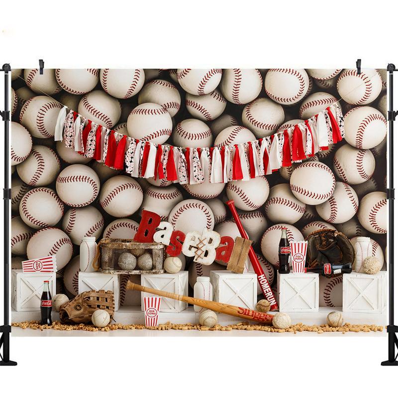 LS Sports Theme Backdrops Kids Birthday Cake Smash Boy Photography Child Baby Photocall Baseball Soccer Backgrounds