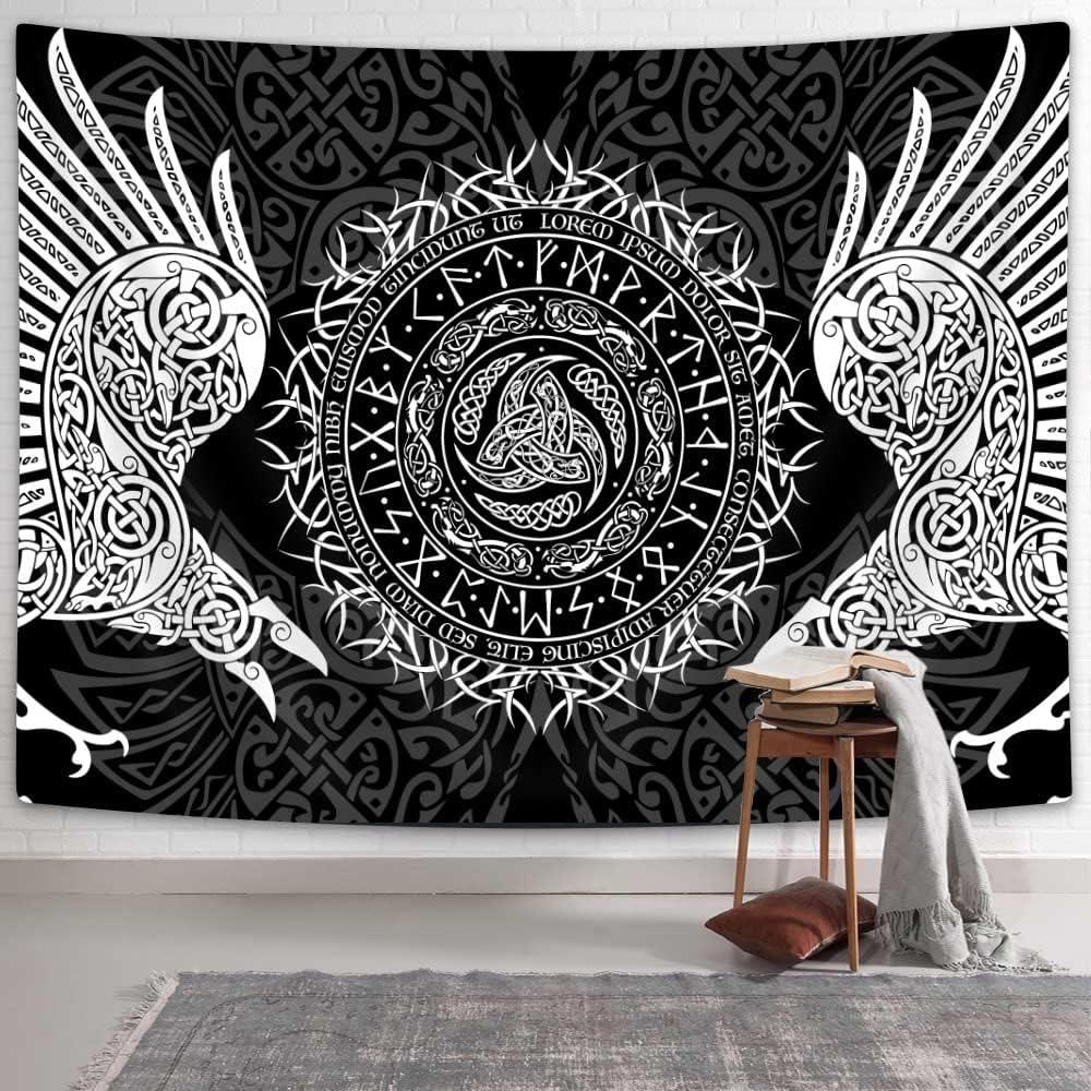 Viking Dragon Tapestry Wall Art 75x100 чёрный
