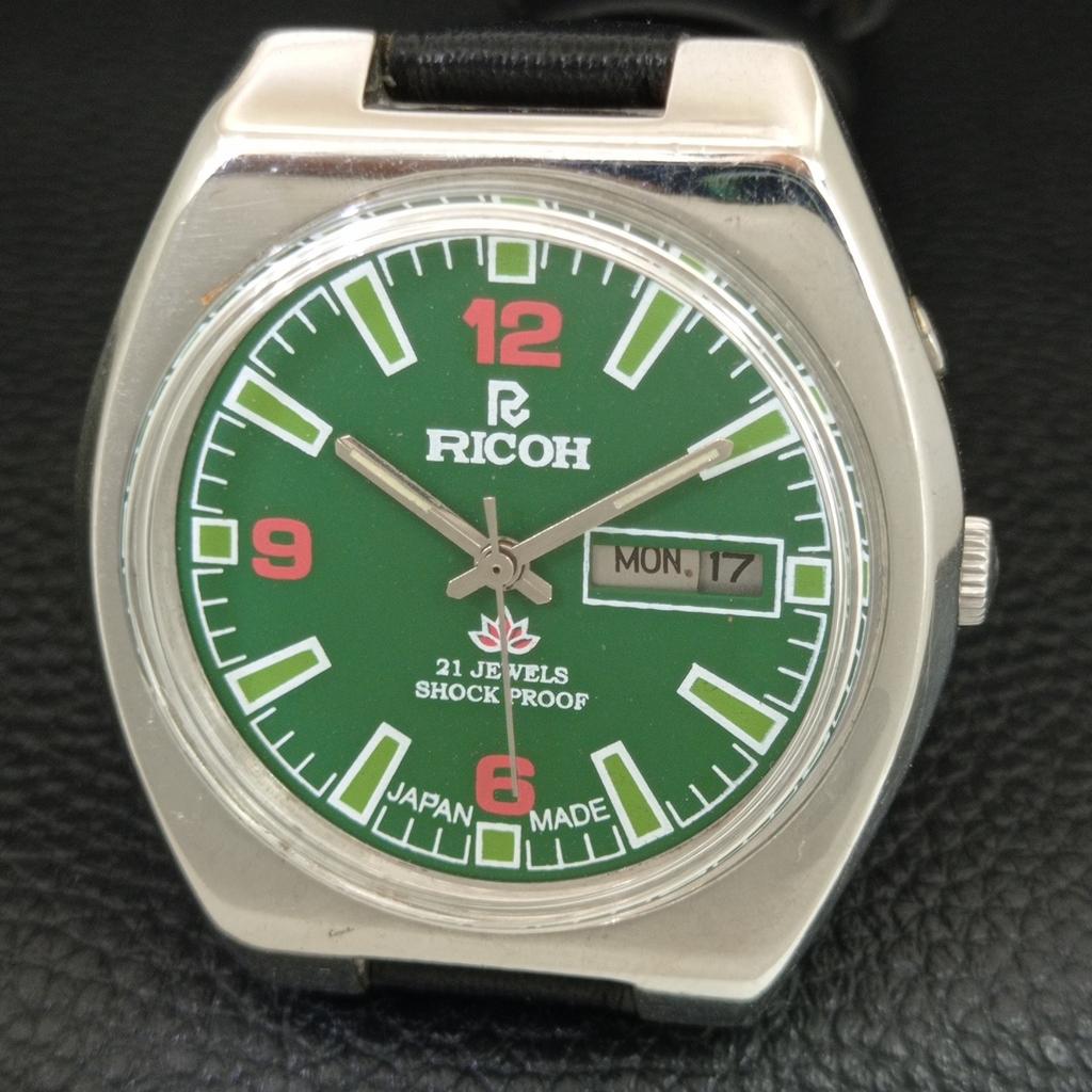 Ricoh R31 AUTOMATIC VINTAGE JAPAN MENS GREEN COLOR DIAL WATCH A707743-1