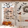 Bats Halloween Wall Decor - 81 Pcs Reble 3D PVC Decorative Wall Bats with Double-Sided Adhesive
