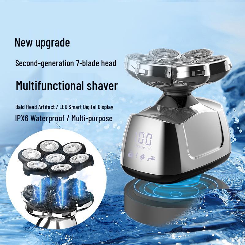 7D Floating Electric Shaver – Multifunctional, Water-Washable Razor for Bald Heads