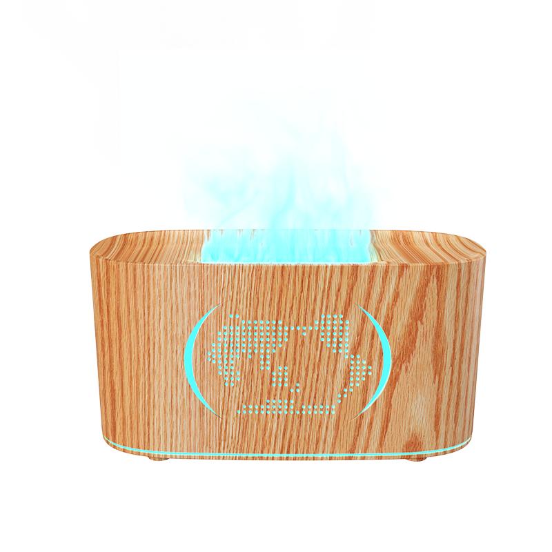 Diffuseur d'arômes à flamme vacillante - Brume automatique, Compact pour la maison/l'hôtel, Diffuseur d'huiles essentielles à grain de bois craquelé
