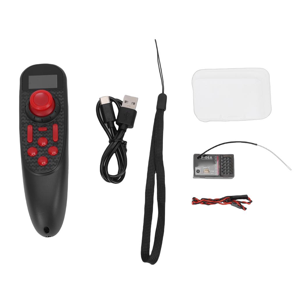 RC Transmitter and Receiver 2.4G 6 Channels Single Hand RC Boat Remote Controller with Joystick Dual Motor