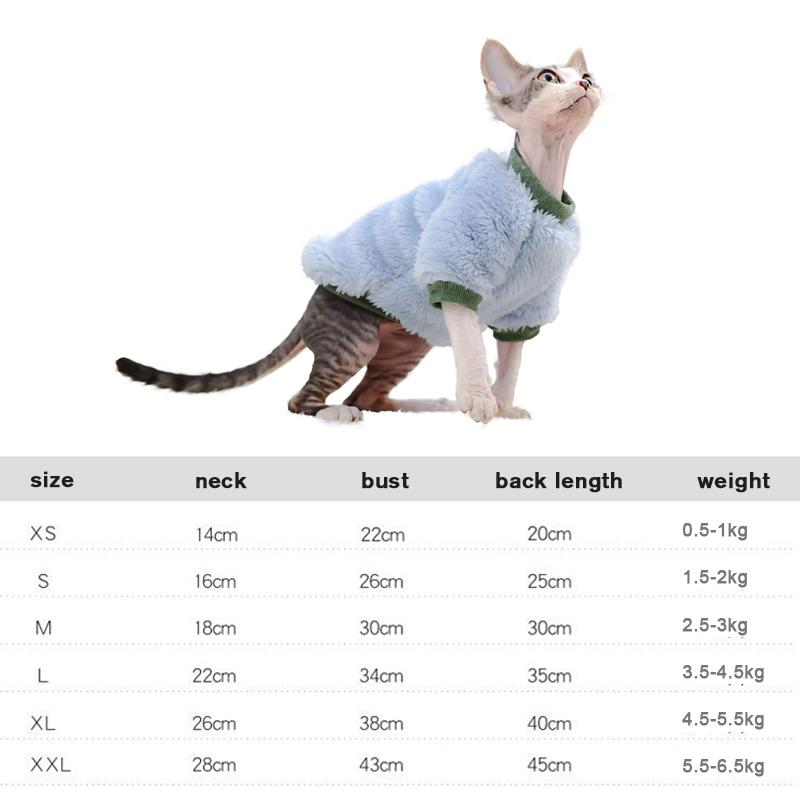New Turtleneck Cat Sweater Coat Winter Warm Hairless Cat Clothes Soft Fluff Pullover Shirt Maine-Coon Cat Chihuahua Pet Clothing