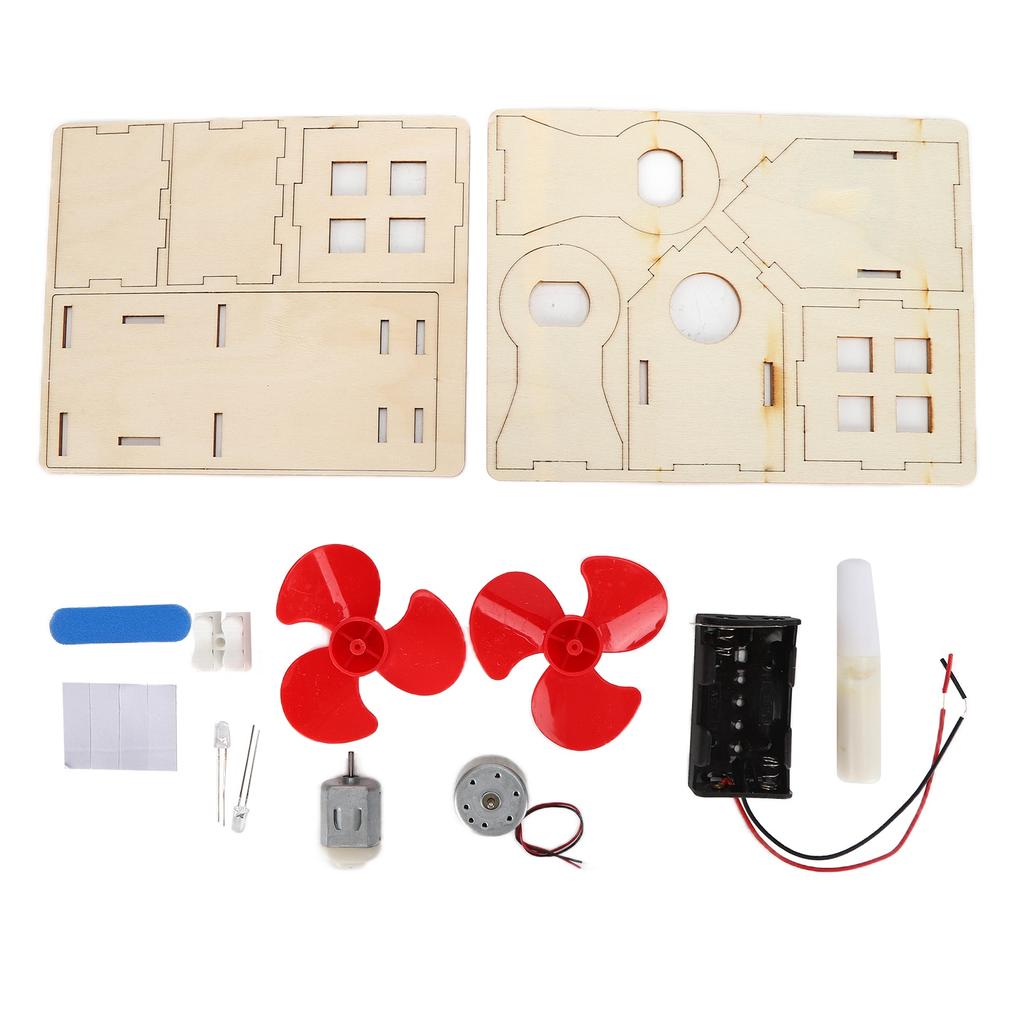 Mini Wind Power Station Toy DIY Wooden Physical Science Experimental Equipment for Children