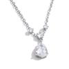 Yhpup 2 Style Stainless Steel Cubic Zirconia Water Drop Pendant Necklace Delicate Daily Shiny Premium Collar Jewelry Accessories