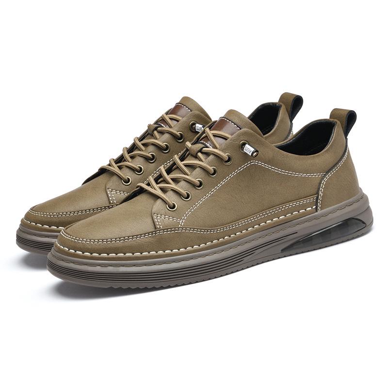 Men s Autumn Low-Top Cowhide Shoes - Fashionable Business Casual Sneakers 44 хаки