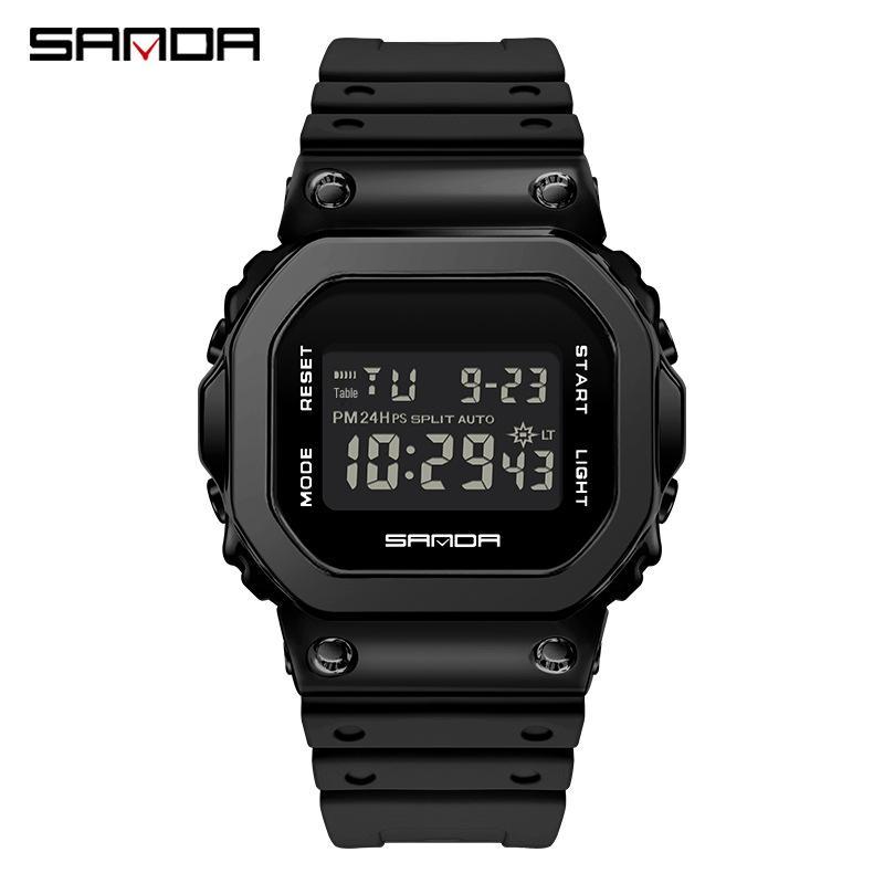 Sanda Couple's New Lift-Hand Light Digital Square Wristwatch