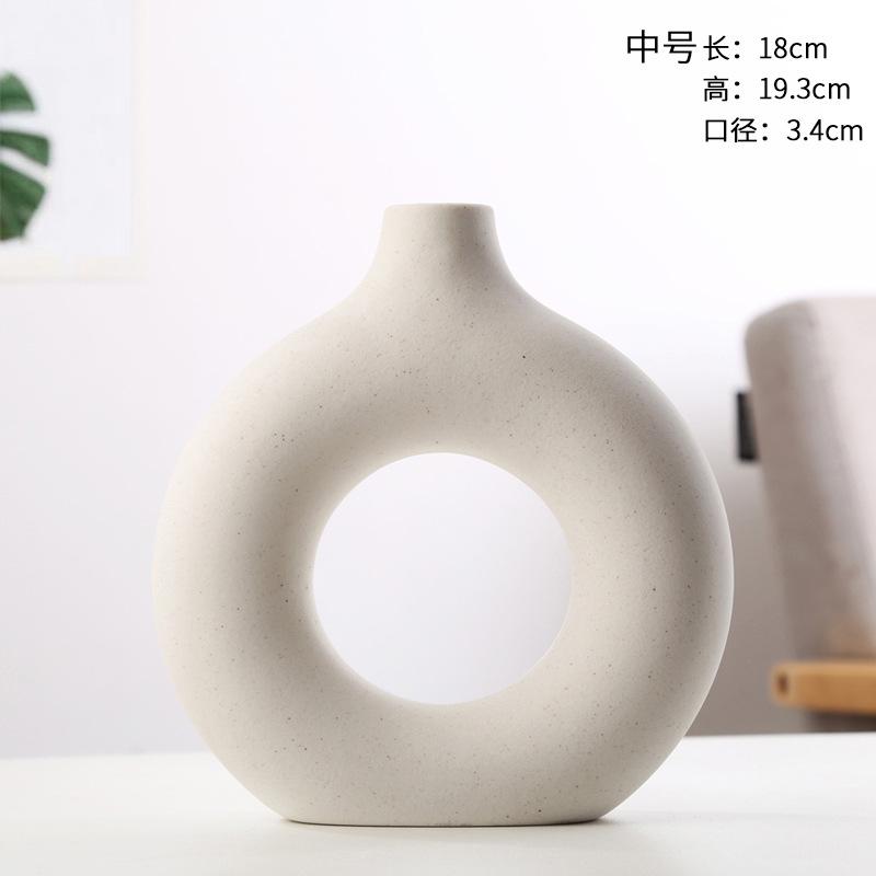 NEW Circle Ceramic Vase Minimalist Decoration Creative and Minimalist Living Room Bedroom Home Tabletop Vase Ceramic Decoration