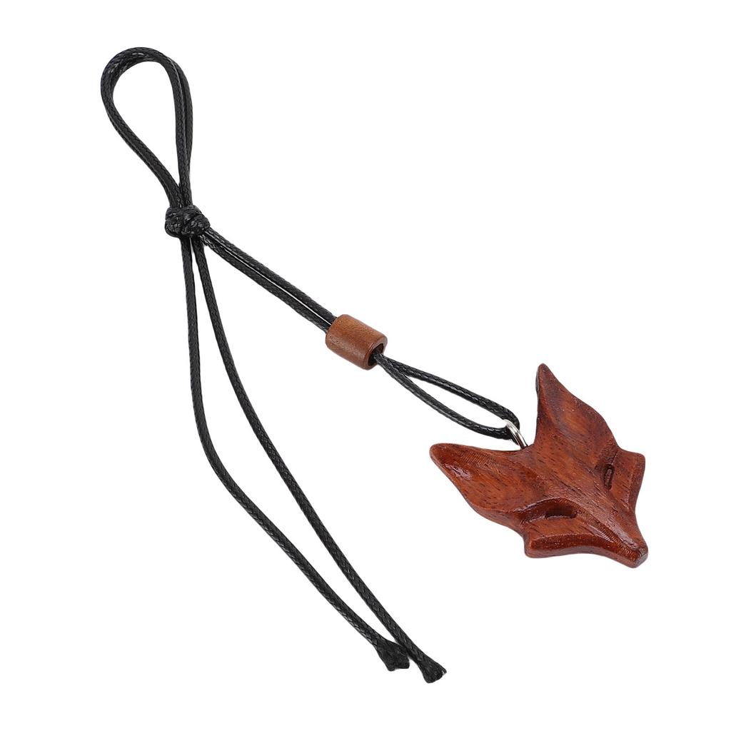 Fox Wooden Pendant Necklace Innovative Adjustable Keychain Bag Pendant Accessory for Men and Women