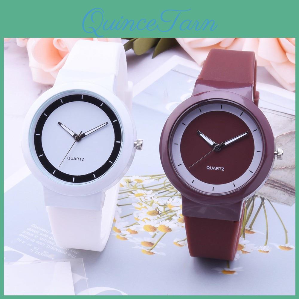 Band Fashion Woman Analog Silicone Quartz Round Wrist Watch Rhinestone Quartz Watch