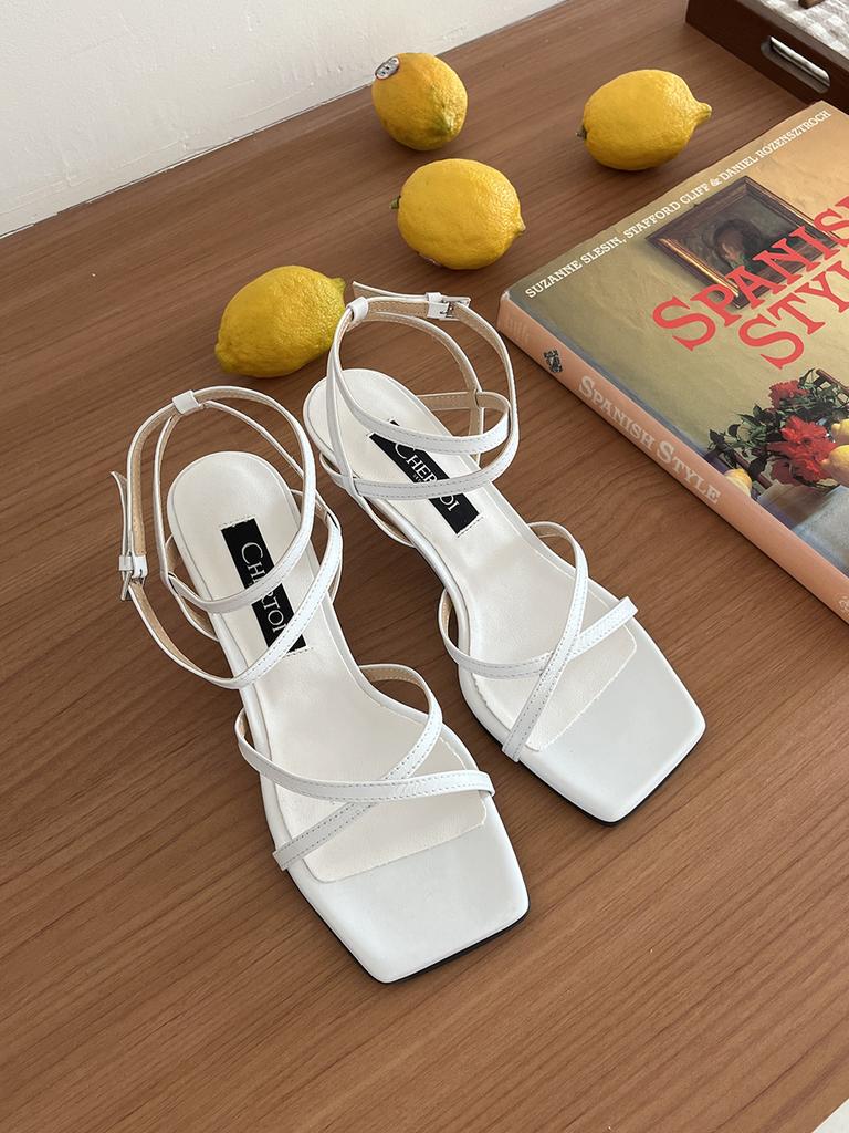 Chertoi Seoul Cross Strap Heel Sandals 3 Colors (Type B)