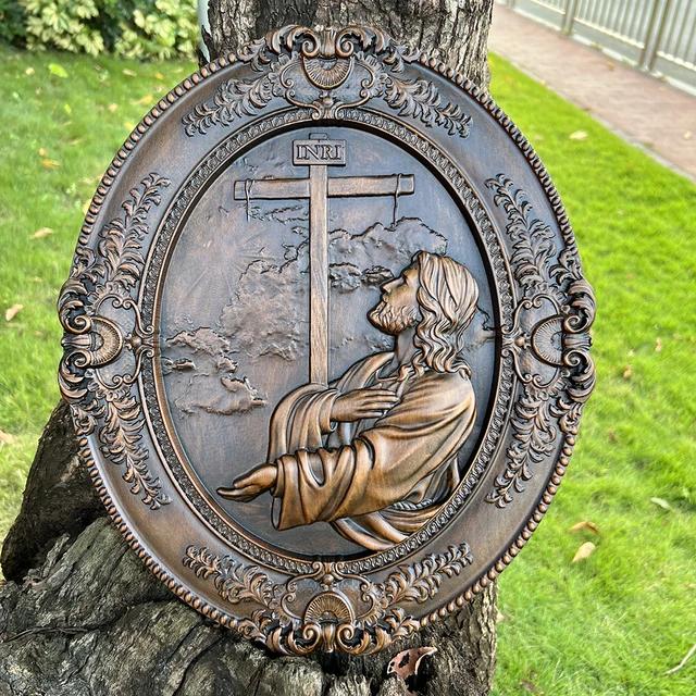 Jesus Mountain Garden Prayer Wooden Plaque, Catholic Home Prayer Decoration, Christian Wall Art, Religious Wooden Icon Gifts