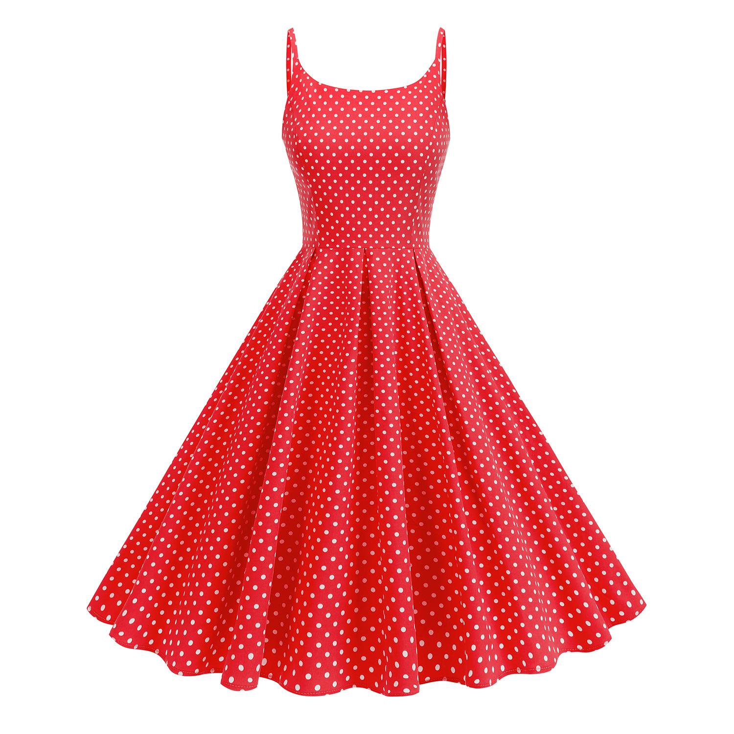 

Vintage polka-dot, figure-hugging, backless, flared, summer-style, export-quality, strapless dress for women S