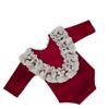 Baby Christmas Red Velvet Headband & Footless Romper Set for Photography