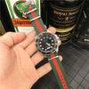 Mens Quartz Watch With Nylon Strap Sport Casual Round Dial Stainless Steel Buckle Alloy Case Mineral Glass