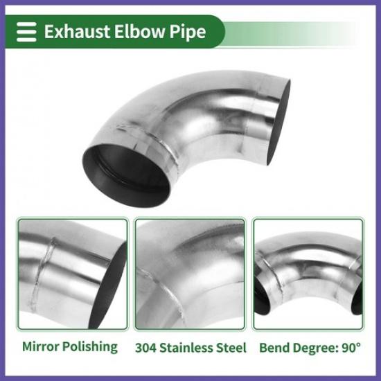 90 Degree Mandrel Exhaust Pipe DIY  315" OD 394" Leg  Stainless Steel