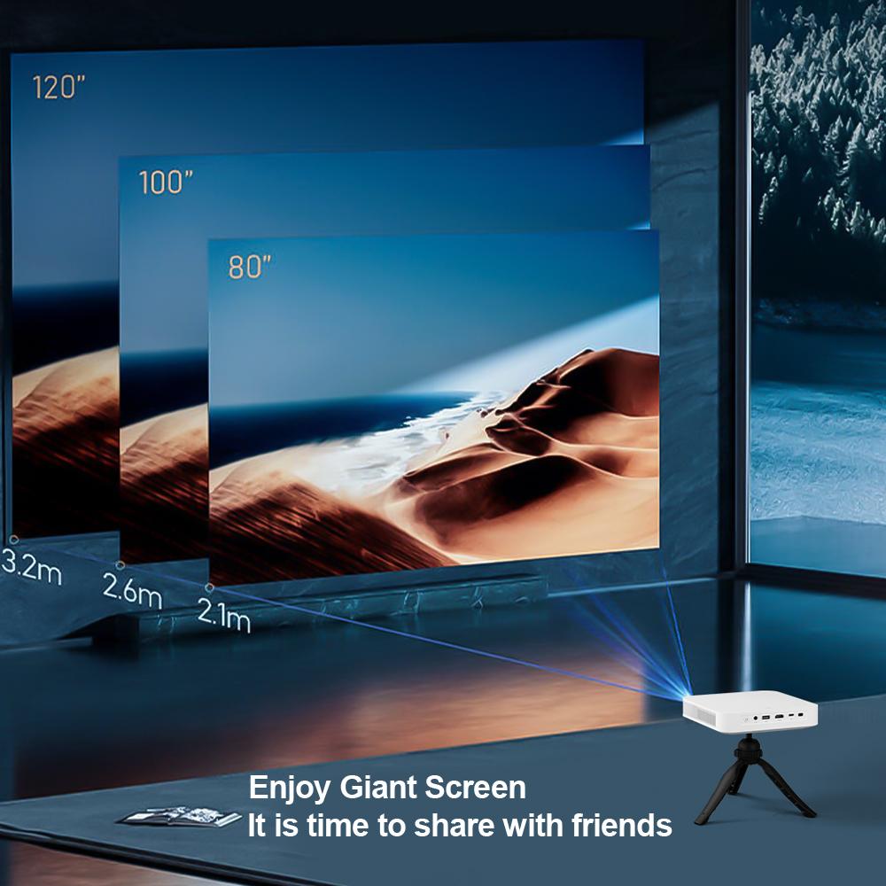 Vivicine Proiector portabil S500 Android 13 DLP 4K proiectoare native 1080P focalizare automată cu baterie de 15000 mAh pentru cinema, exterior, camping