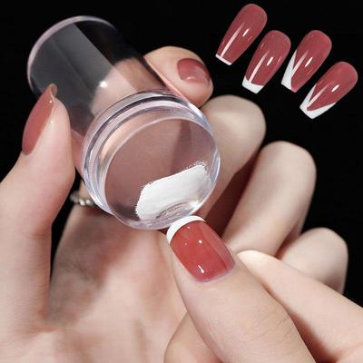 Transparent Nail Stencils with Scraper Jelly Silicone Stamp for French Nails Manicuring Kits Nail Art Stamping Tool Set